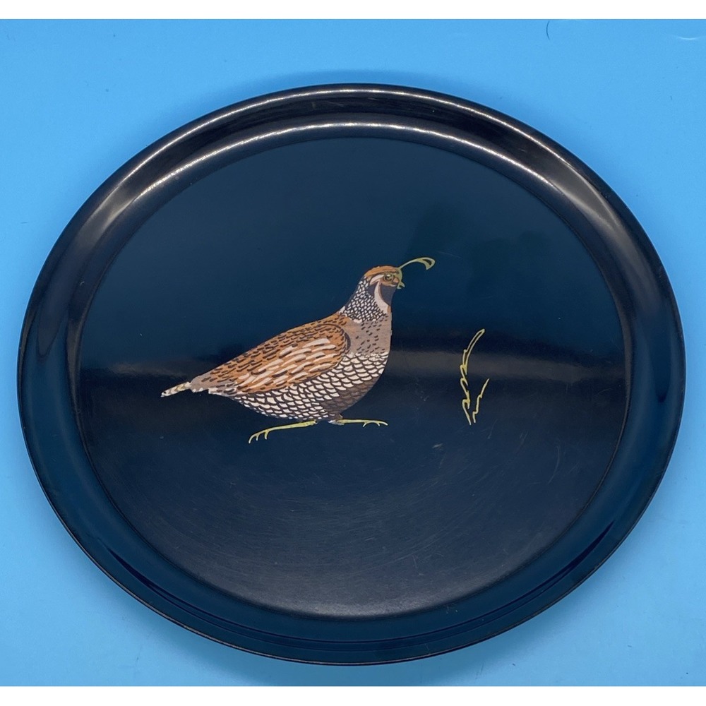 Couroc of Monterey Quail Round Serving Tray 10.5" Mid Century Modern